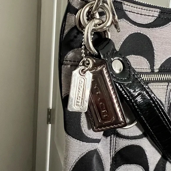 Coach Black and Gray Crossbody Purse or bag with Signature Pattern - Picture 3 of 12